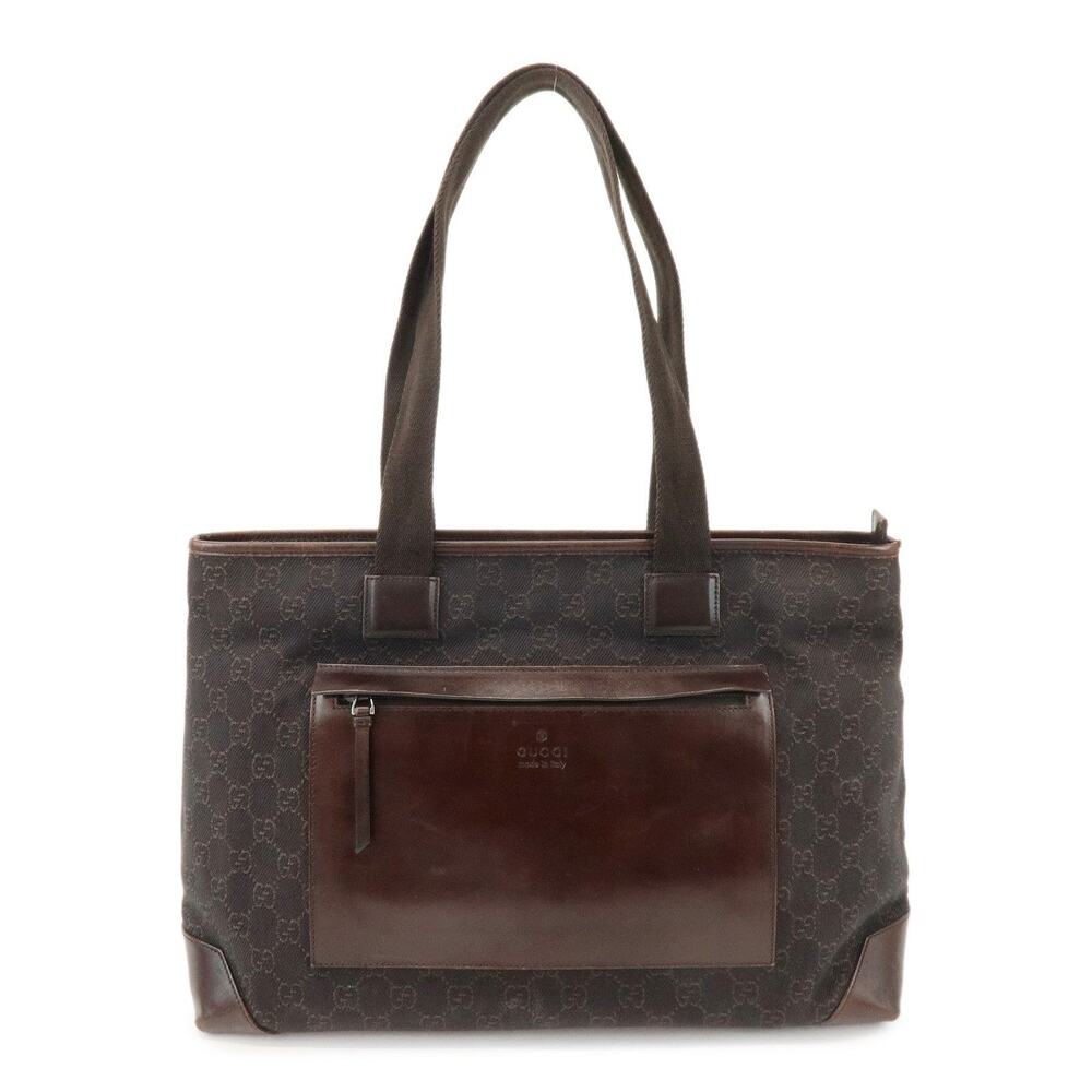 Gucci GG Canvas & Leather Tote Brown